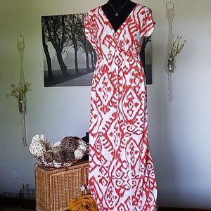 Orange/White maxi dress
